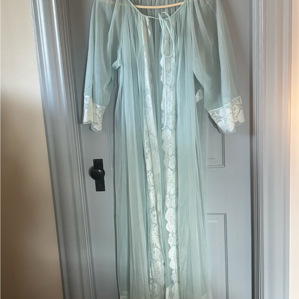 Vintage 1970’s JCPenney Sheer Lace Robe - Soft Blue